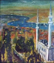 VINTAGE İSTANBUL TEMALI İMZALI ÇERÇEVELİ YAĞLIBOYA RESİM