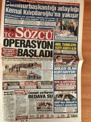 Sözcü Gazetesi, 9 Ekim 2017,  Yılmaz Büyükerşen, Saygı Öztürk, Rahmi Turan, Celâl Ülgen, Mehmetçik, Recep Tayyip Erdoğan, Binali Yıldırım, Devlet Bahçeli, Cemil Yaman, Yusuf Toltar, Asuman Aranca, Nurettin Özdebir, Erdoğan Süzer, Vedat Erdem, Kamil Elibol, Ayşe Sucu, Yekta Güngör Özden, Murat Muratoğlu, Zeynep Gürcanlı, Cenk Tosun, Mircea Lucescu, İgor Tudor, Martin Linnes, Mevlüt Erdinç, Bafetimbi Gomis, Elif Elmas, Josef de Souza, Mathieu Valbuena, Alper Potuk, Tuvana Türkay, Aykut Kocaman, Mehmet Topal, Rahmi Özcan, Serkan Dereli, Mustafa Cengiz, Asuman Aranca, Ataman Güneyligil, Mesut Yıldırım,  Puan Durumu, Finlandiya-Türkiye, Ukrayna-Hırvatistan, Cenk: Tüm Ülkeyi Üzdük, Mircea Lucescu'nun A Milli Takım İle İlgili Yorumu, Beşiktaş'tan Tarihi Jest, Ampute Milli Takımı'nın Başarısı, Gomis Rekor Kırar