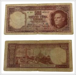 Efemera - 5.emisyon 500 türk lirası eski kağıt para koleksiyonluk - kitantik - kitaLog