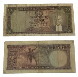 Efemera - 5.emisyon 50 türk lirası eski kağıt para koleksiyonluk - kitantik - kitaLog