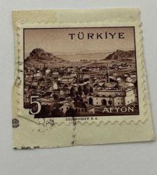 Mektup Zarfından Kesilmiş  / Postadan Geçmiş  Pul Filateli - AFYON , 5 PARA - Türkiye Cumhuriyeti