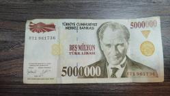 Efemera - H Serisi 5000000 TL Beş 5 Milyon Türk Lirası Kağıt Para H71 "Anıtkabir Fotoğrafı Görselli" - kitantik - kitaLog