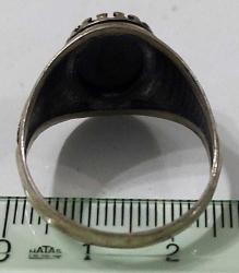 ORTA DÖNEM SANATSAL MOTİFLİ OBSİON KRİSTAL SİYAH TAŞLI MUHTEŞEM ORİJİNAL GÜMÜŞ YÜZÜK 2S1TT2 ÇOK NADİR