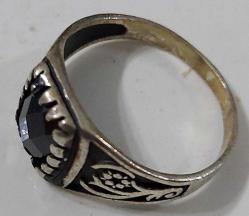 ORTA DÖNEM SANATSAL MOTİFLİ OBSİON KRİSTAL SİYAH TAŞLI MUHTEŞEM ORİJİNAL GÜMÜŞ YÜZÜK 3Ç2RR1A ÇOK NADİR