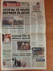 Sözcü Gazetesi, 4 Ocak 2018, Napolyon Dayım, Iraj Pezeskhzad, Soner Yalçın, Yılmaz Özdil, Akşener, Necati Doğru, Emeklilere, Hakan Atilla, Reza Zarrab, Richard Berman, Burçin Atilla, Abdulkadir Selvi, Başbuğ, Zeynep Gürcanlı, Rahmi Turan, Ali Hamaney, Ruhani, Yekta Gozden, Soylu, İçişleri Bakanı Soylu, Taşeronlar, CHP, Osmanlı, Ege Cansen, Beşiktaş, Başkan Orman, Vida, Türkiye, Fikret Orman, Domagoj Vida, Vida'ya, Juventus, Mario Mandzukic, Cenk Tosun, Everton, Çin, Vagner Love, Islam Slimani, Leicester City, Antalyaspor, Konyaspor, Ahmet Baydar, Orkan Çınar, Karabükspor, Mehmet Özdilek, Juan Palacios, DJ Strawberry, Erkan Veyseloğlu, Jon Diebler, Kenan Sipahi, Samet Geyik, Can Maxim Mutaf, Muratcan Güler, Sertaç Şanlı, Şenol Güneş, Arda Turan, Başakşehir, Emre Belözoğlu, Barcelona, Palacios, Juan Palacios, Cenk, Slimani, Cenk Tosun, Orman, Slimani, Vagner Love