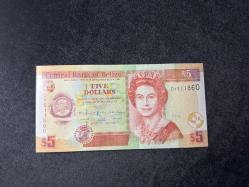 QUEEN ELİZABETH II Belize 5 Dolar 2020 UNC ÇİL  BELIZE $ 5 DOLLARS 2020