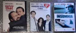 Insomnia (İngilizcedir Türkçe seçeneği yoktur,jelatini açılmıştır.)Robin Williams Al Pacino Hilary Swank  ANNEME DOKUNMA CYRUS Marisa Tomei John C Reilly  --- ANALYZE THAT toplam 3 DVD Billy Crystal Robert De Niro SIFIR JELATİNLİ Snap Case Klasik Warner Bros kutusunda