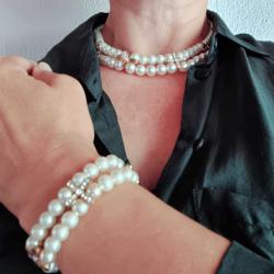 İnci Kolye ve Bileklik Seti,altın aparatlı