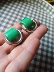 Klipsli Yeşil Vintage Küpe