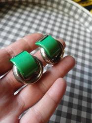 Klipsli Yeşil Vintage Küpe