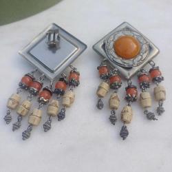 Klipsli Sallantılı Vintage Küpe