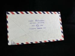 Uçak Postası Air Mail 1946 yılında British Guiana'dan Amerika'ya postalanmış 2x 12 Cent Pullu