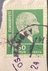 Mektup Zarfından Kesilmiş  / Postadan Geçmiş Pul Filateli - Osmanbey Damgalı - ATATÜRK , 150 KURUŞ - Türkiye Cumhuriyeti