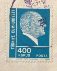 Mektup Zarfından Kesilmiş  / Postadan Geçmiş Pul Filateli - 1978 Damgalı - ATATÜRK , 400 KURUŞ - Türkiye Cumhuriyeti