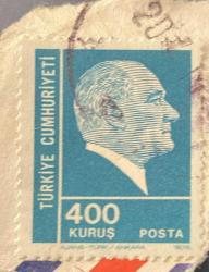 Mektup Zarfından Kesilmiş  / Postadan Geçmiş Pul Filateli - Damgalı - ATATÜRK , 400 KURUŞ - Türkiye Cumhuriyeti