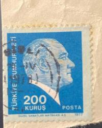Mektup Zarfından Kesilmiş  / Postadan Geçmiş Pul Filateli - 1978 Damgalı - ATATÜRK , 200 KURUŞ - Türkiye Cumhuriyeti