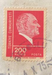 Mektup Zarfından Kesilmiş  / Postadan Geçmiş Pul Filateli - Beyoğlu, 1975 Damgalı - ATATÜRK , 200 KURUŞ - Türkiye Cumhuriyeti