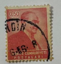 Mektup Zarfından Kesilmiş  / Postadan Geçmiş Pul Filateli - Mardin Haziran 1956 Damgalı - ATATÜRK , 0,50 KURUŞ - Türkiye Cumhuriyeti