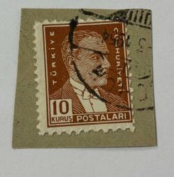 Mektup Zarfından Kesilmiş  / Postadan Geçmiş Pul Filateli - Çorum Mart 1954 Damgalı - ATATÜRK , 10 KURUŞ - Türkiye Cumhuriyeti
