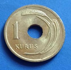 1951 Noktalı Delikli 1 Kuruş Çil