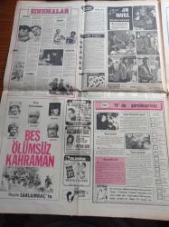 Günaydın Gazetesi - 9 Eylül 1974 - Kıbrıs'ta Rumların Şehit Ettiği Gazeteci Adem Yavuz'un Cenazesi - Kıbrıs'taki Türk Esirlerden Bülent Ecevit'e Mesaj Var - Dadaş Hasan Çizgi Roman - Keban Barajı Bugün Açılıyor - Fatih'in Fedaisi Kara Murat Çizgi Roman - Beşiktaş Bursaspor'u Rahat Mağlup Etti - Fenerbahçe Trabzonspor'u Yendi