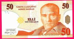 TURKEY 50 YTL PREFIX G45 Pick 220 2005 UNC (15 722) ÇİL