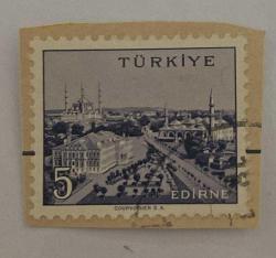 Mektup Zarfından Kesilmiş  / Postadan Geçmiş Pul Filateli -  Damgalı - EDİRNE, 5 PARA - Türkiye Cumhuriyeti