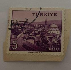 Mektup Zarfından Kesilmiş  / Postadan Geçmiş Pul Filateli -  Damgalı - BOLU, 5 PARA - Türkiye Cumhuriyeti