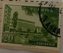 Mektup Zarfından Kesilmiş  / Postadan Geçmiş Pul Filateli -  Damgalı - EKİŞEHİR, 20 PARA - Türkiye Cumhuriyeti
