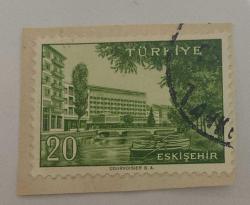 Mektup Zarfından Kesilmiş  / Postadan Geçmiş Pul Filateli -  Damgalı - ESKİŞEHİR, 20 PARA - Türkiye Cumhuriyeti