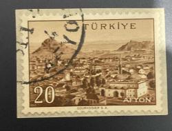 Mektup Zarfından Kesilmiş  / Postadan Geçmiş Pul Filateli - Damgalı - AFYON, 20 PARA - Türkiye Cumhuriyeti