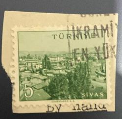 Efemera - Mektup Zarfından Kesilmiş  / Postadan Geçmiş Pul Filateli - Damgalı - SİVAS, 5 PARA - Türkiye Cumhuriyeti - kitantik - kitaLog