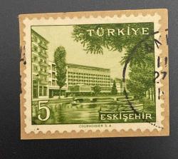 Mektup Zarfından Kesilmiş  / Postadan Geçmiş Pul Filateli - Damgalı - ESKİŞEHİR, 5 PARA - Türkiye Cumhuriyeti