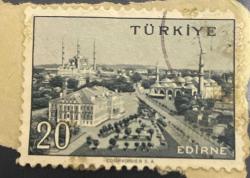 Mektup Zarfından Kesilmiş  / Postadan Geçmiş Pul Filateli -  Damgalı - EDİRNE, 20 PARA - Türkiye Cumhuriyeti
