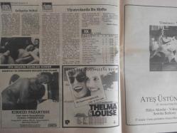 Sinema Gazetesi Filmcilik ve Sinemacılık Dergisi - 21-27 Aralık 1992 - ''Camdan Kalp'' e Bir Uluslararası Ödül Daha-  Thelma ve Louise ile Venüs'le Buluşma - Ağustos'ta Rapsodi Filmi - Richard Gere - Red it Filmi - Terence Hill - Thelma ve Louise Filmi - Avrupa İşi Bir Edebiyat Uyarlaması - ''Kırmızı Pazartesi''yi Seyredin ve Utanın - Sanatçı Dünyalarında Bir Gezinti: Venüs'le Buluşma - Uğur Vardan - İzmir'in Kaybolan sinemaları - Halbuki Biz Onları Çok Sevmiştik: The Commitments Filmi - Uğur Vardan - Kaliteli Bir Anatür: ''Hızlı Soyguncu'' filmi - Tiyatrolarda Bu Hafta - Dehşetin Nefesi - Ateş Üstünde Yürümek Filmi - Hülya Aksular - Yılmaz Zafer - Kürşat Alnuaçık - Semiha Berksoy - Erdoğan Akduman - Genç Ölmek - Sonsuza Yürümek - Kuzuların Sessizliği - Kendini Arayan Adam - The İndecent Woman - Kuraldışı Kadın - Hızlı Soyguncu Filmi - Tom Selleck - Jane Saymour - Şafakta Buluşalım - 3 Belalılar Dönüyor Filmi fotoğraf ve haberi - Tam Takım Dergi