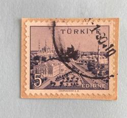 Mektup Zarfından Kesilmiş  / Postadan Geçmiş Pul Filateli -  Damgalı - EDİRNE, 5 PARA - Türkiye Cumhuriyeti