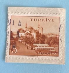 Mektup Zarfından Kesilmiş  / Postadan Geçmiş Pul Filateli - Damgalı - MALATYA, 5 PARA  - Türkiye Cumhuriyeti