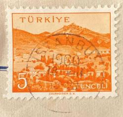 Mektup Zarfından Kesilmiş  / Postadan Geçmiş Pul Filateli - İstanbul, 1960 Damgalı - TUNCELİ, 5 PARA  - Türkiye Cumhuriyeti