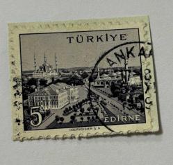 Mektup Zarfından Kesilmiş  / Postadan Geçmiş Pul Filateli - Ankara Damgalı - TÜRKİYE EDİRNE , 5 PARA - Türkiye Cumhuriyeti