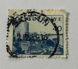 Mektup Zarfından Kesilmiş  / Postadan Geçmiş Pul Filateli - Samsun 2 Şubat 1963 Damgalı - RUMELİ HİSARI , 40 PARA - Türkiye Cumhuriyeti
