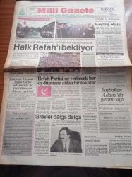 Milli Gazete - 7 Kasım 1987 - TKP Genel Sekreteri Haydar Kutlu Sovyetlerin Yanındayız - Necmettin Erbakan Malatya'da Konuşacak - Halk Refah Partisi'ni Bekliyor - Recep Tayyip Erdoğan Ve Arkadaşları Trafik Kazası Geçirdi - Başbakan Turgut Özal Adana'da Gazino Açtı - Yüksel Uzel - Ahu Tuğba - Öz Gıda İş Lezzo'da Greve Başladı - Pakistan Cemaat-i İslam Genel Sekreterliği'ne Gazi Hüseyin Ahmet Getirildi - Refah Partisi'ne Verilecek Her Oy Düşmana Atılan Bir Tokattır