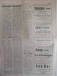 Radyo Gazetesi Siyasi Radyo ve Sanat Dergisi - 4 Şubat 1959 - Ankara Radyosunun Gidişi - Anlaşılmayan Nokta - Esma Engin'in Raddodaki Konseri - ''Tenor'' Doğan Onat'ın Hocalığını Biliyor Musunuz? - Ayaydın İyileşiyor - Anlaşılmayan Nokta - Sevim Tanürek İzmir'e Geliyor - Yakup Dalkılıç - Devlet Operasının Genç ve Sevimli Sanatkarı: Serap Sezer - Esen Altan'a Geçmiş Olsun - Ankara Fotoğraf Ajansı - İlhami Tansel - Serap Sezer - Nesrin Sipahi Yine Şaheserdi - Ziraat Bankası Reklamı - Kıymetli Sanatkar Ekrem Güyer'den Hatıralar - Ankara Radyosunun Gidişi - Sabiha Altınay - Konak Sineması - Serap Sezer - Nevin Demirdöven Turneye Çıktı - Tayyare Sineması - İnci Sinemas ı - Saray Sineması - Şen Bar - Yavrum İçin Filmi - Kahreden Kurşun Filmi - Yıldırım Yarışı Filmi fotoğraf ve haberi - Tam Takım Dergi
