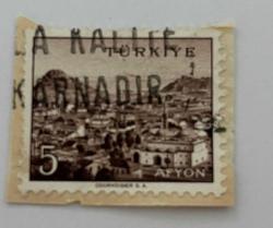 Mektup Zarfından Kesilmiş  / Postadan Geçmiş Pul Filateli - TÜRKİYE AFYON , 5 PARA - Türkiye Cumhuriyeti