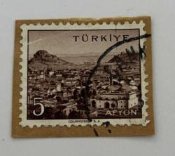 Mektup Zarfından Kesilmiş  / Postadan Geçmiş Pul Filateli - TÜRKİYE AFYON , 5 PARA - Türkiye Cumhuriyeti - Turkish Stamp / Türk Pulu
