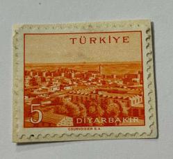 Efemera - Mektup Zarfından Kesilmiş  / Postadan Geçmiş Pul Filateli - TÜRKİYE DİYARBAKIR , 5 PARA - Türkiye Cumhuriyeti - kitantik - kitaLog