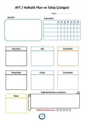 2025-AYT Planlı Ders Çalışma Defteri (200 Sayfa)