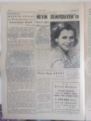 Radyo Gazetesi Siyasi Radyo ve Sanat Dergisi - 8 Temmuz 1959 - İyi Gayeler Peşinden Verimli Hareketler Bekliyoruz - Günay Dirim Vazifeye Başladı - Muammer Karaca Tiyatrosu Ankara'da - Radyo Tiyatrosu Rejisörü Adnan Altıneş 2 Ay İzinli - Perihan A. Sözeri Ankara'da - İzmir Radyosu Tiyatro Kolu Sanatkarlarından Sevim Tın (Rutledge) in Veda Çayı - Genç Yıldız Sanatkar Nesrin Sipahi ve Arkadaşlarının Şahane Konseri - İlhami Tansel - Nesrin Sipahi ve Arkadaşlarının Konserlerinden Notlar - Nevin Demirdöven'in Nefis Bir Okuyuşu - Her Hafta Bir Bestekar ve Hayatı: Yesari Asım Arsoy - Ziraat Bankası Reklamı - Değerli Ses Sanatkarı Ceylan Kılınç Şehrimizde - Ye Kürküm Ye - Şen Bar - Yıldız Sineması - Haydud Kadın Filmi - Ege Organize Bürosu - Caz ve Saz Temin Edilir - Saray Sineması - Angela Filmi - Kahraman Yüzbaşı Filmi - Emlak Bankası Reklamı fotoğraf ve haberi - Tam Takım Dergi