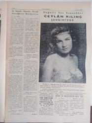 Radyo Gazetesi Siyasi Radyo ve Sanat Dergisi - 8 Temmuz 1959 - İyi Gayeler Peşinden Verimli Hareketler Bekliyoruz - Günay Dirim Vazifeye Başladı - Muammer Karaca Tiyatrosu Ankara'da - Radyo Tiyatrosu Rejisörü Adnan Altıneş 2 Ay İzinli - Perihan A. Sözeri Ankara'da - İzmir Radyosu Tiyatro Kolu Sanatkarlarından Sevim Tın (Rutledge) in Veda Çayı - Genç Yıldız Sanatkar Nesrin Sipahi ve Arkadaşlarının Şahane Konseri - İlhami Tansel - Nesrin Sipahi ve Arkadaşlarının Konserlerinden Notlar - Nevin Demirdöven'in Nefis Bir Okuyuşu - Her Hafta Bir Bestekar ve Hayatı: Yesari Asım Arsoy - Ziraat Bankası Reklamı - Değerli Ses Sanatkarı Ceylan Kılınç Şehrimizde - Ye Kürküm Ye - Şen Bar - Yıldız Sineması - Haydud Kadın Filmi - Ege Organize Bürosu - Caz ve Saz Temin Edilir - Saray Sineması - Angela Filmi - Kahraman Yüzbaşı Filmi - Emlak Bankası Reklamı fotoğraf ve haberi - Tam Takım Dergi
