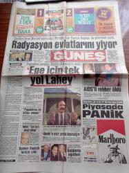 Güneş Gazetesi - 9 Nisan 1987 - Safiye Ayla Anlatıyor Yazı Dizisi - Yaşar Kemal Uygarlık Kitaba Saygıdır - Fikret Hakan - Aziz Nesin - Beşiktaş Eski Kaptanı Necdet'e Sazlı Sözlü Jübile - Fenerbahçe'de Olaylar Bitmiyor - Feyyaz Uçar - Radyasyon Evlatlarını Yiyor - Çay Kur Genel Müdürü'nden Sonra Türkiye Atom Enerjisi Başkanı Da Görevden Alındı - Ahmet Yüksel Özemre - Yılmaz Telatar - Erdal İnönü Ege Barış Denizi Olmalı - Banker Kastelli Temize Çıktı - Ege İçin Tek Yol Lahey - İsmail Cem