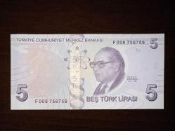 9. EMİSYON 5 TÜRK LİRASI  F 006 756756 ÇİL  2 Lİ TEKRAR  TCB 8774